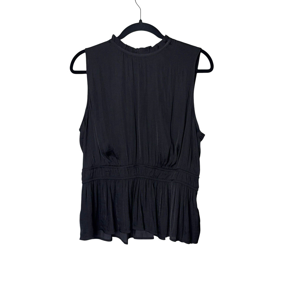 Calligraphie Black Silk Like Career Sleeveless Top Blouse Women’s Size Large